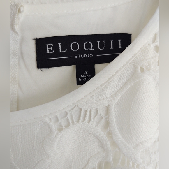 Eloquii White Mesh and Lace Dress Midi Exposed Back Zipper Size 18 - Picture 10 of 12